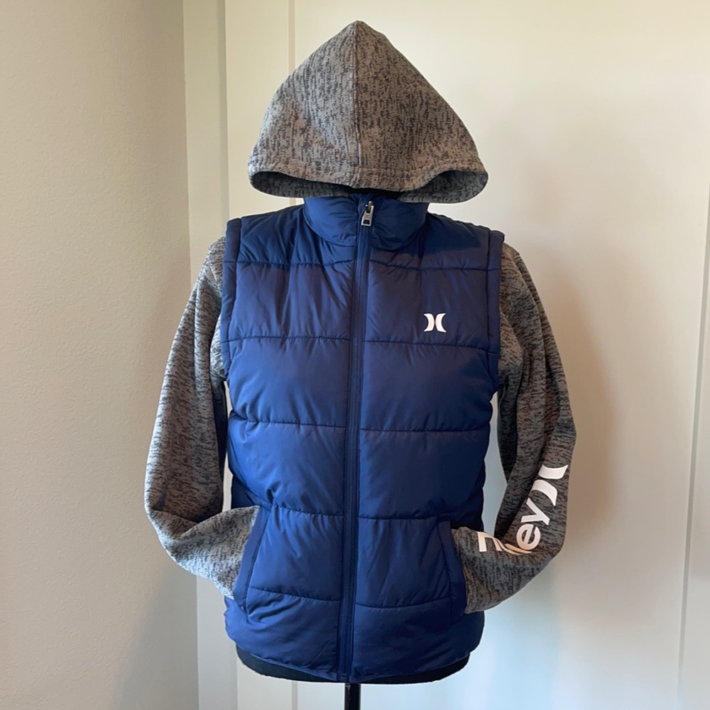 Boys Hurley 2Fer Hooded Full Zip Jacket L 14-16